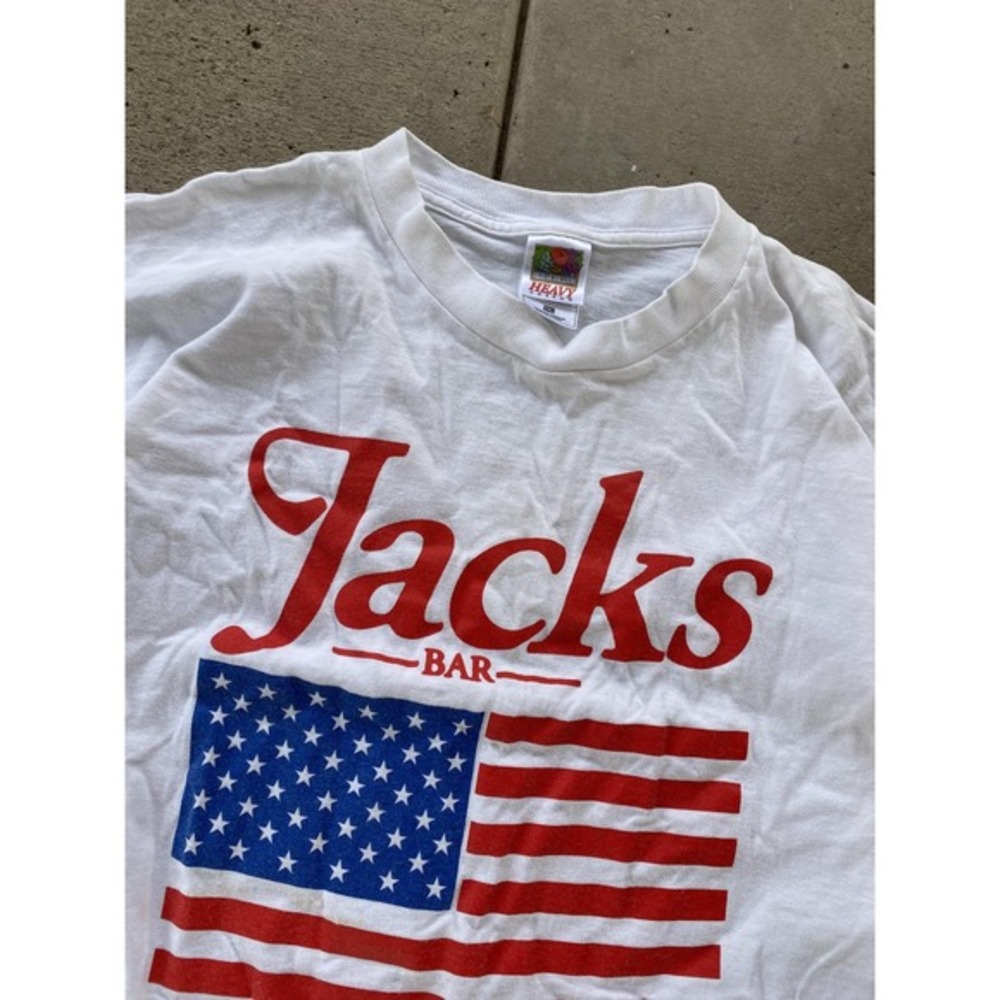 Jacks Bar San Francisco Shirt Mens 2XL White American Flag Graphic Patriotic Tee - Picture 7 of 13
